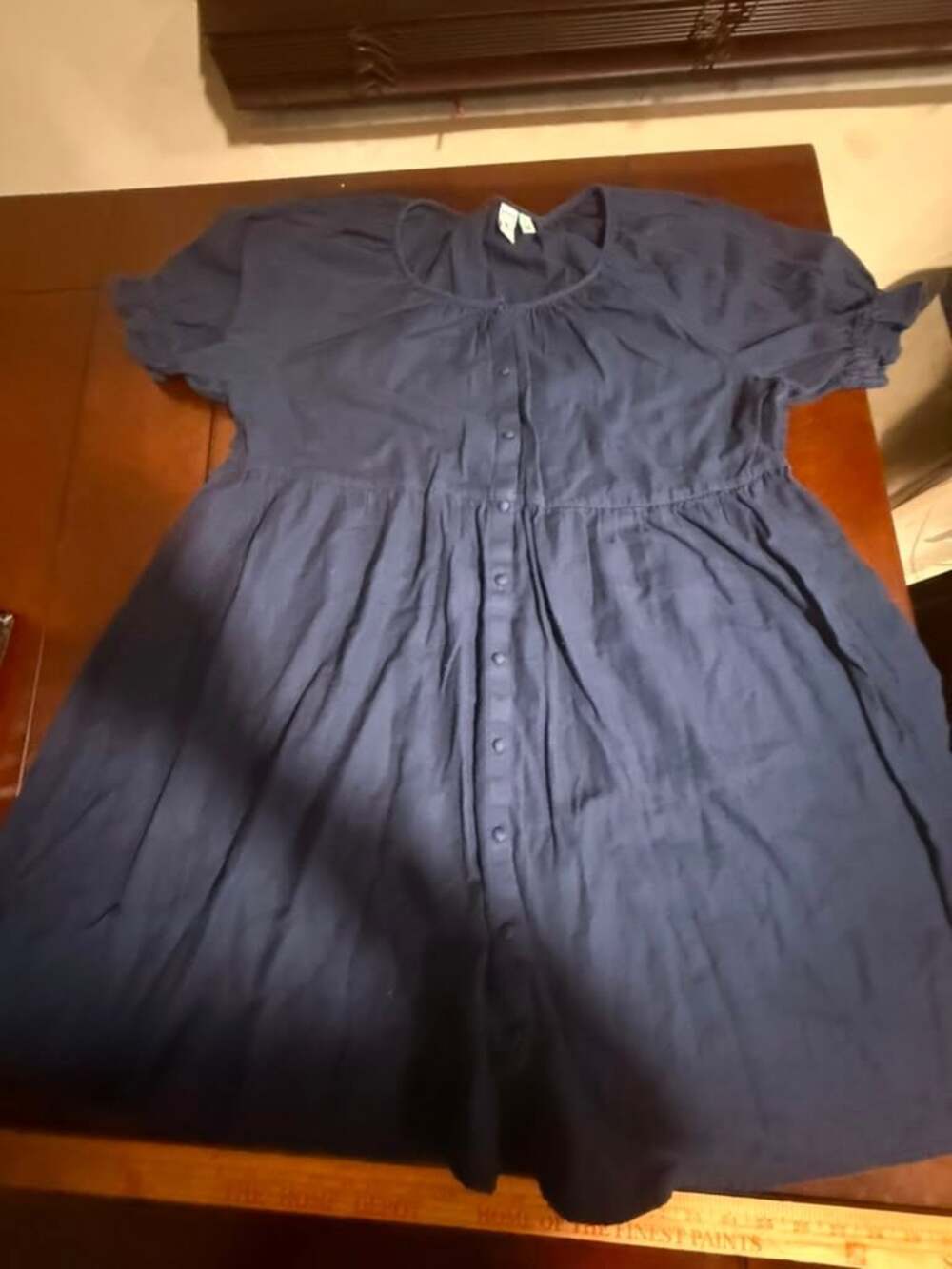 Susina Navy Blue Short Sleeve Button-Front Dress Size Large - Picture 3 of 8